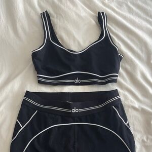 ALO Yoga Black and White Sports Bra Set